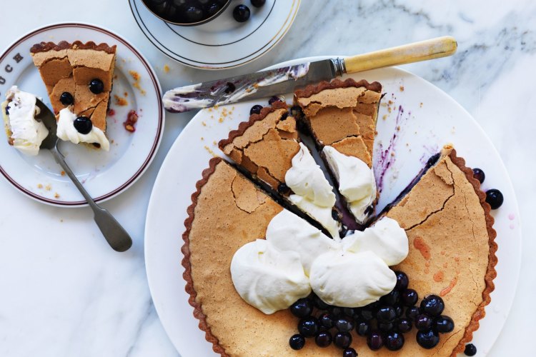 Neil Perry's blueberry tart with almond crust.