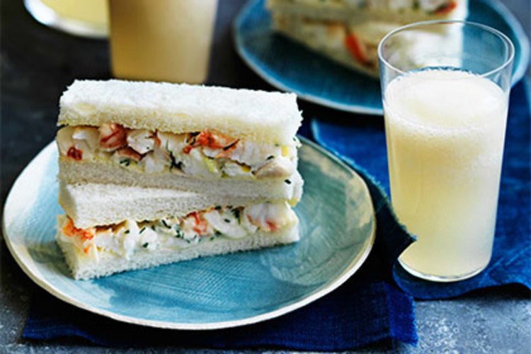 Lobster sandwiches and peach cocktails.