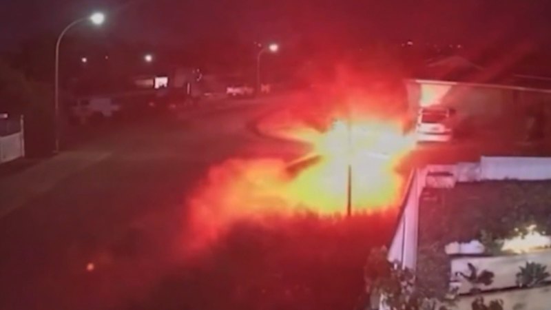 Spectacular vision captures out-of-control car flying into Perth home