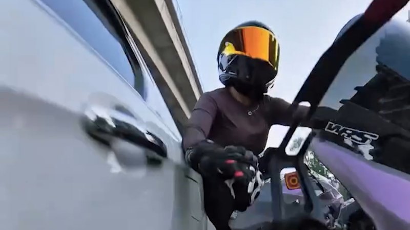 Viral video shows car smashing into motorbike