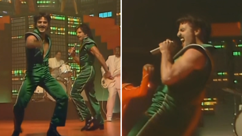 Ben Stiller and Benson Boone sing in glittery jumpsuits for Insta Cart commercial