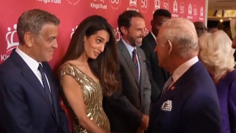 George and Amal Clooney meet King Charles at royal gala