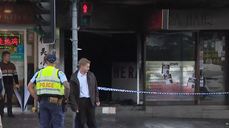 Car slams into Sydney hair salon, causing it to burst into flames