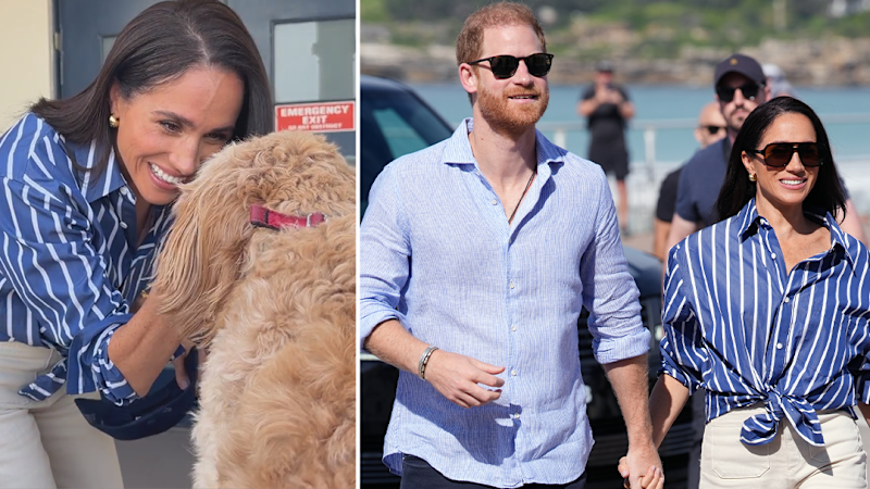 Prince Harry and Meghan greet the public at Bondi Beach