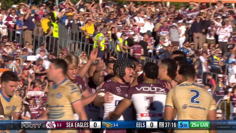 Manly rejoices as Trbojevic pounces for rare try