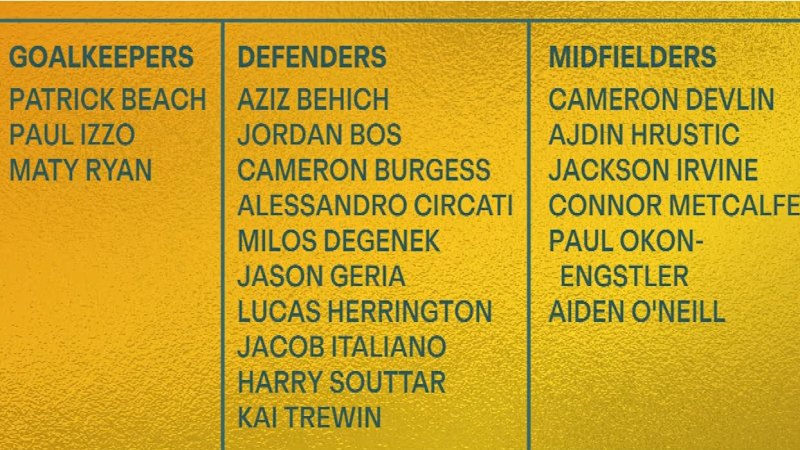Socceroos name World Cup squad
