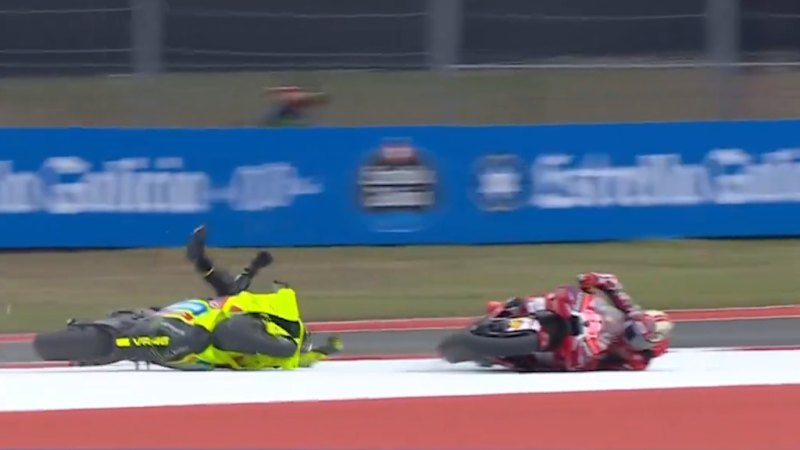 Marquez crashes in wild MotoGP race