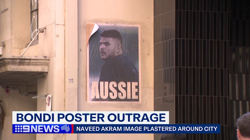 Poster of accused Bondi terrorist plastered across Melbourne