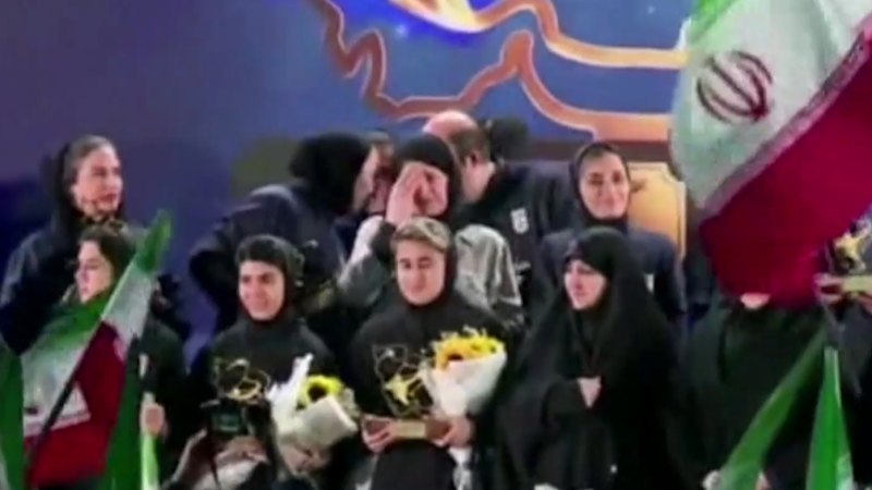 Iran women's football team greeted in Tehran