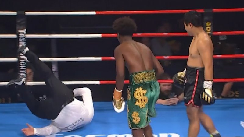 Ref hits the canvas in wild tumble