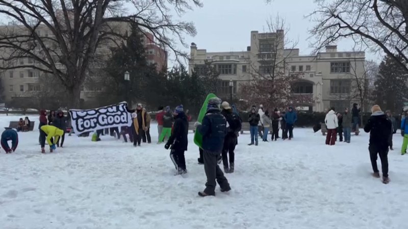 DC revelers enjoy snowball fight, carry ICE banner as U.S. experiences major storm