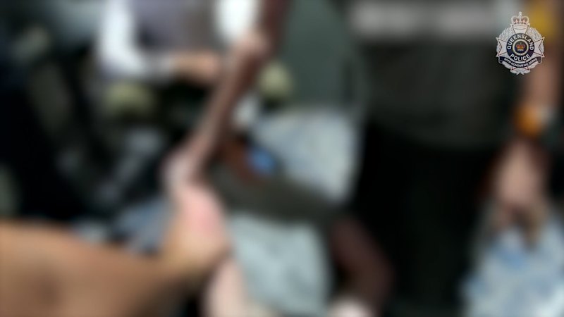 Police arrest a man at the Easts Leagues Club