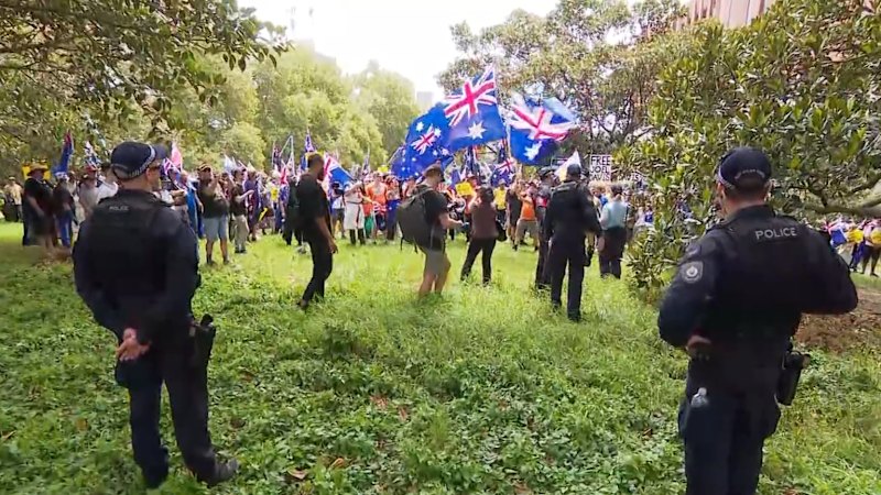Man arrested over alleged neo-Nazi speech during March for Australia rally