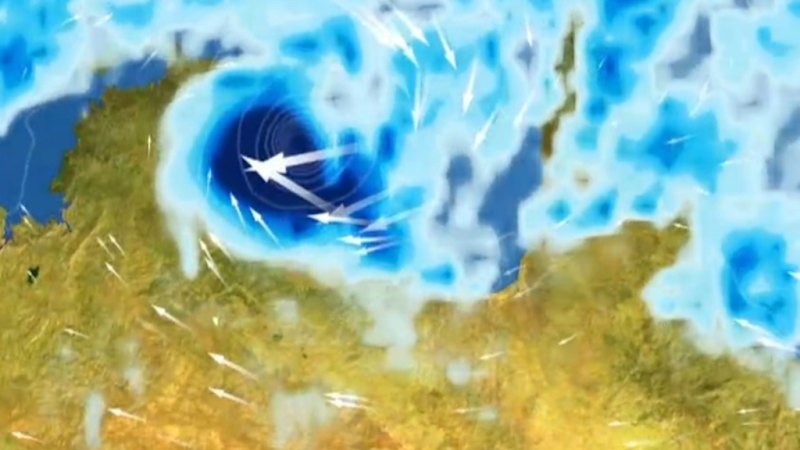 Bureau of Meteorology weather map showing the projected path of Cyclone Narelle