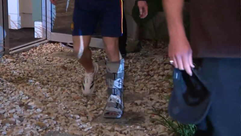 Strange in a moon boot