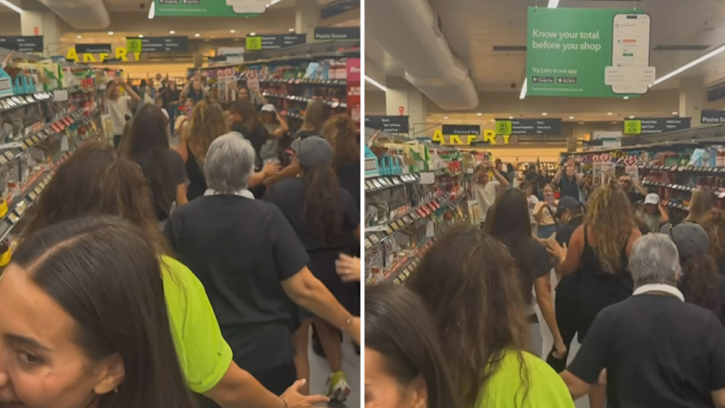 Dance group takes over Sydney Woolworths
