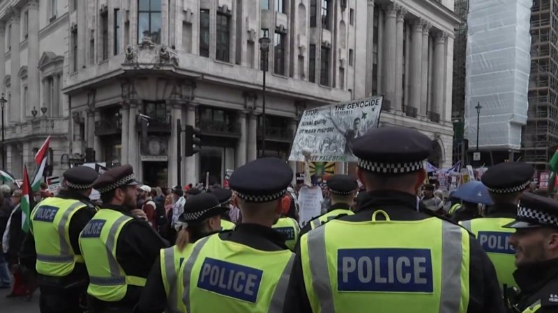 London police were out in force to deal with rival rallies and a soccer final