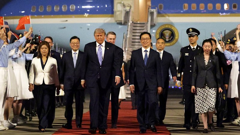 Trump arrives in China for highly anticipated summit with Xi Jinping