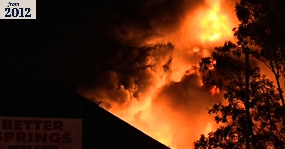 Firefighters battle factory fire