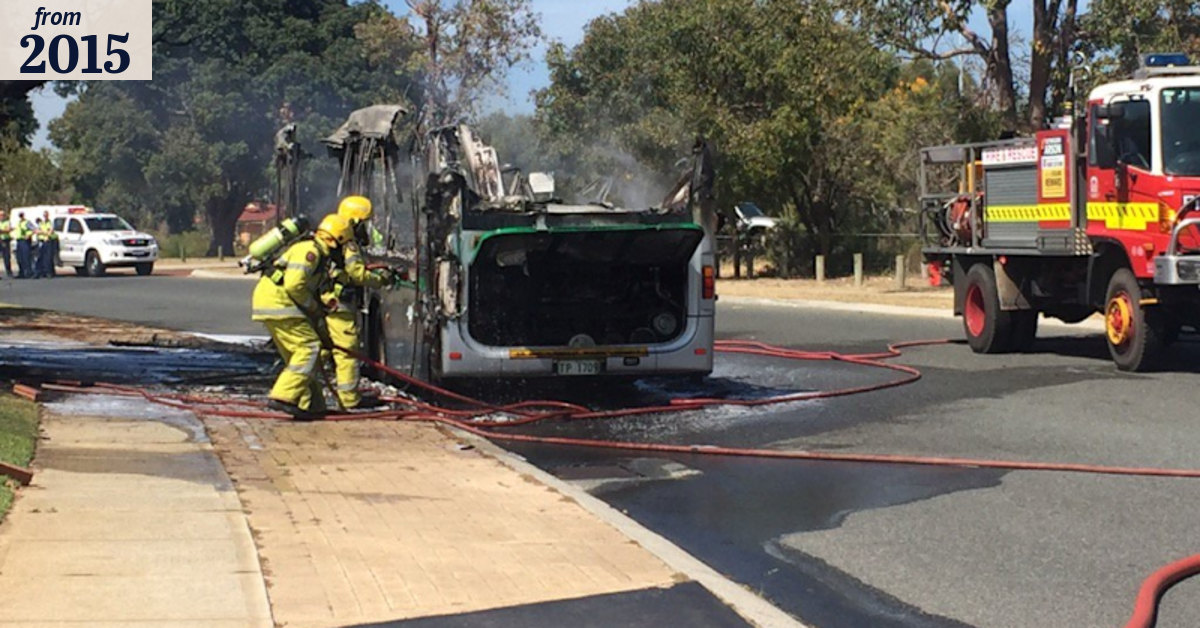 Transperth bus gutted by fire in Alexander Heights