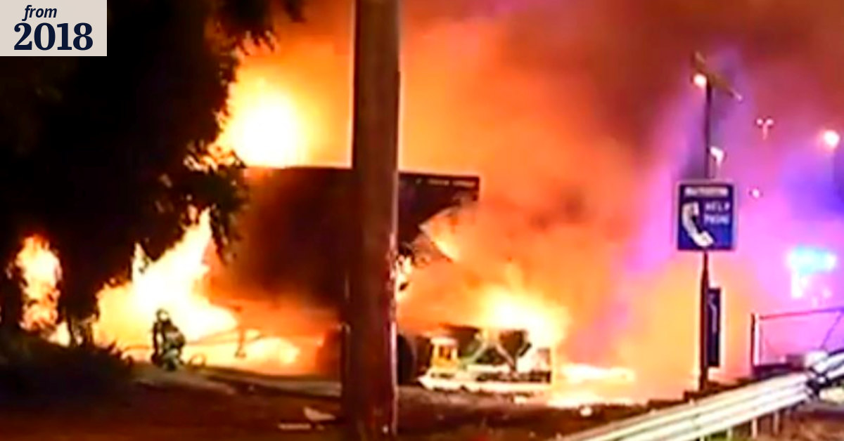 Driver saved after truck bursts into flames after crash at Port Melbourne