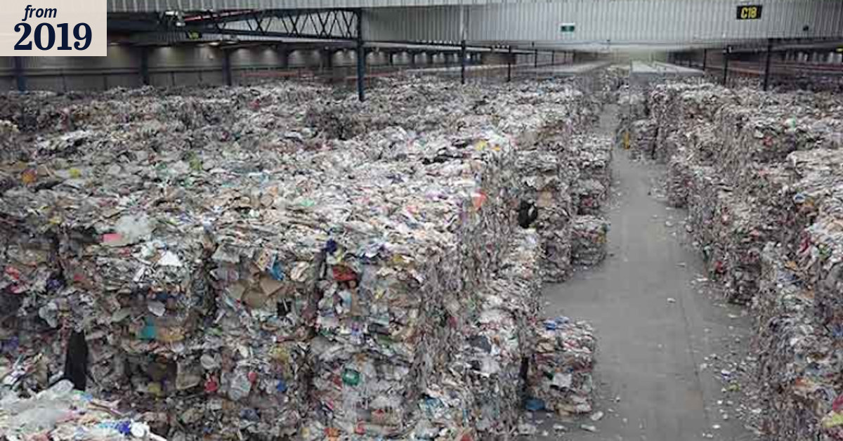 Drone captures contaminated recycling mess