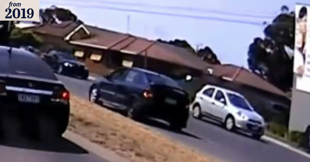 Driver speeds on wrong side of road