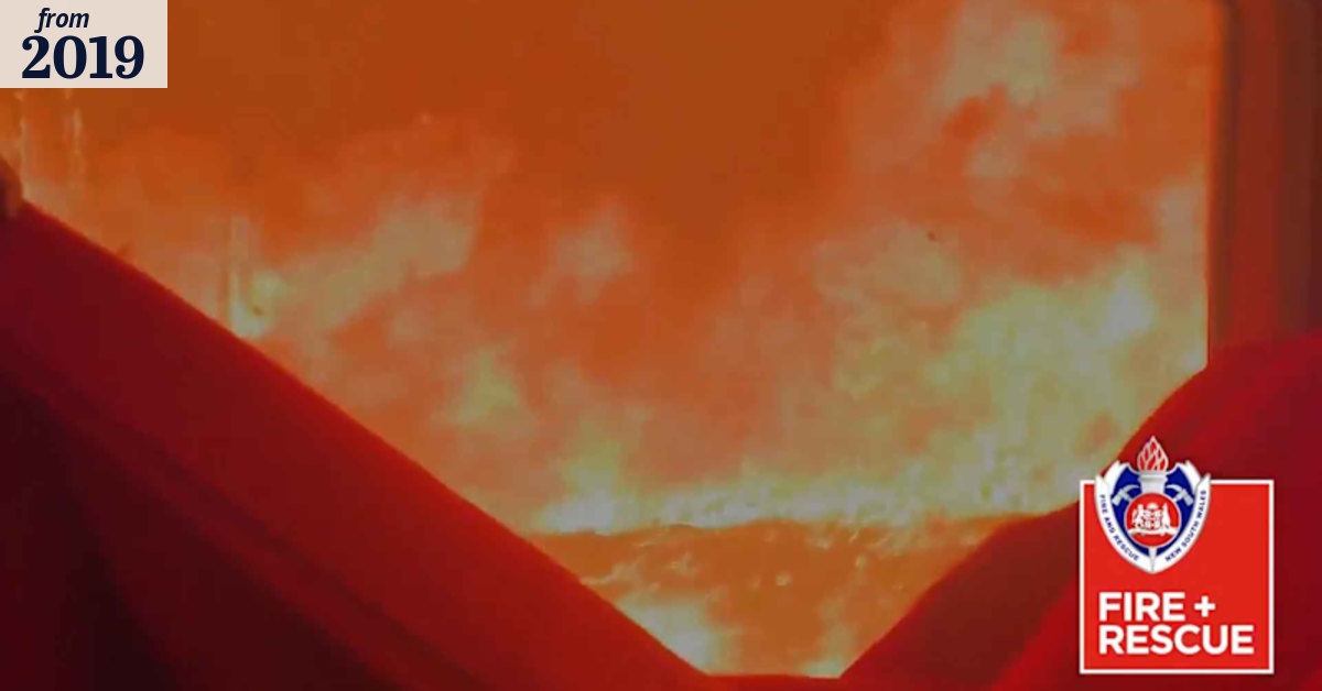Fire truck overrun by bushfire south of Nowra