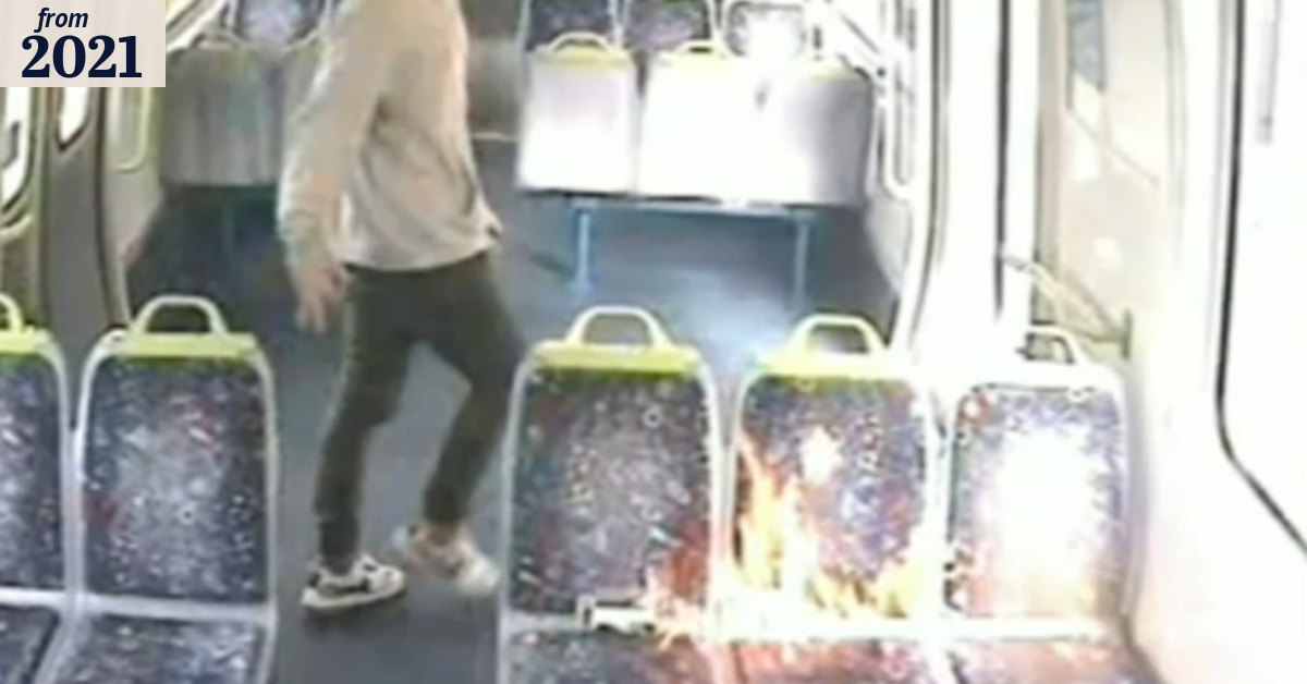 Police search for man who lit Melbourne train seats on fire