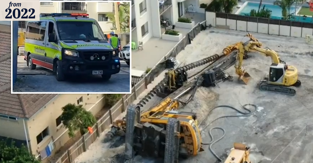 Tradie injured as 50 tonne piling rig crashes to the ground