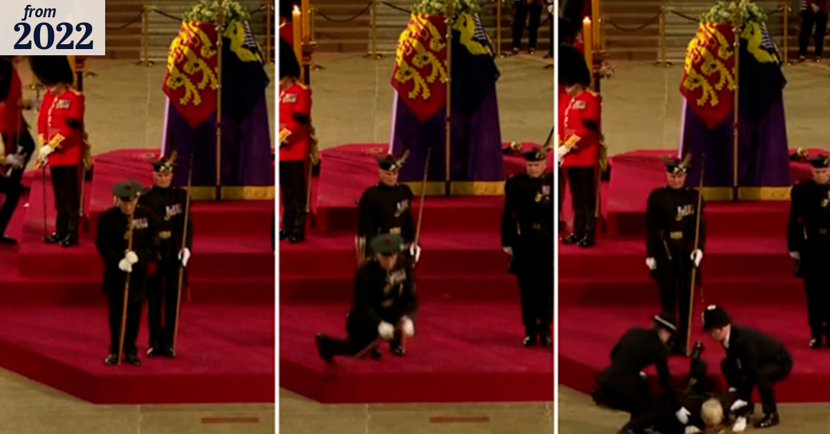 Queen's guard faints during 24-hour vigil