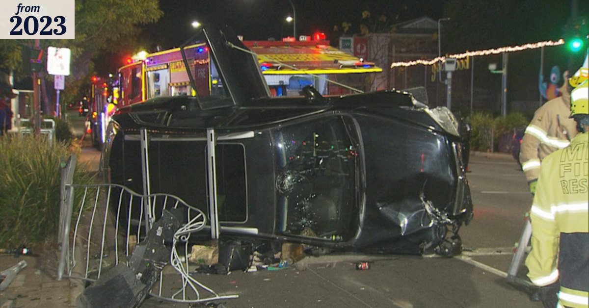 Woman refuses help after becoming trapped in crashed car