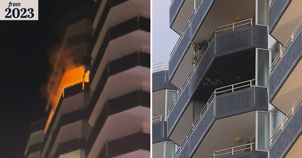 Man filmed scaling building after escaping fire on the Gold Coast