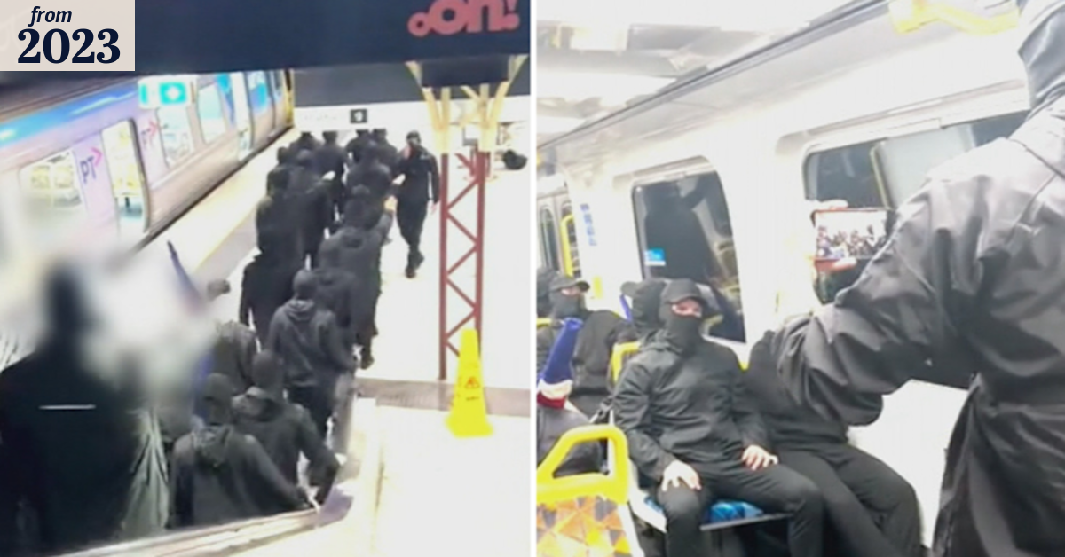 Neo-Nazi group storms Melbourne train station