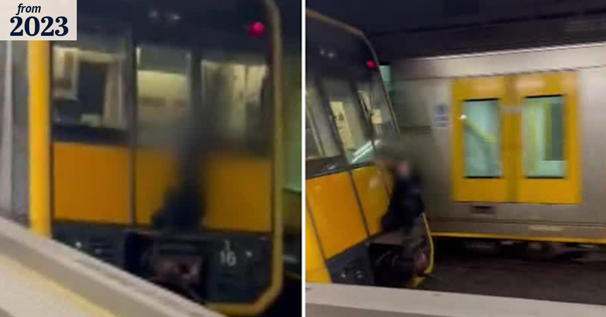 Teen filmed train surfing on carriage