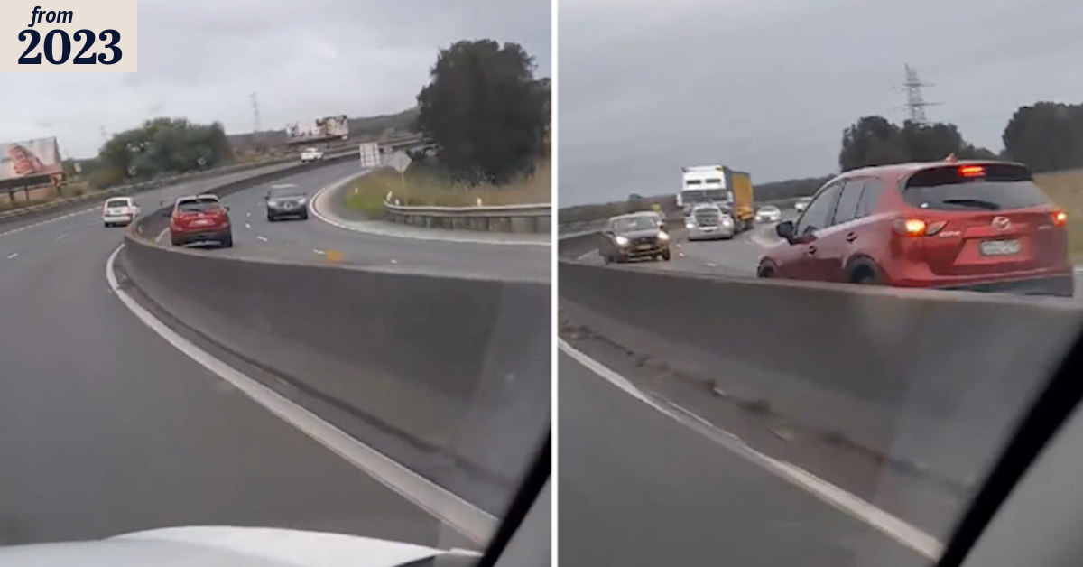 Motorist drives on the wrong side of major road