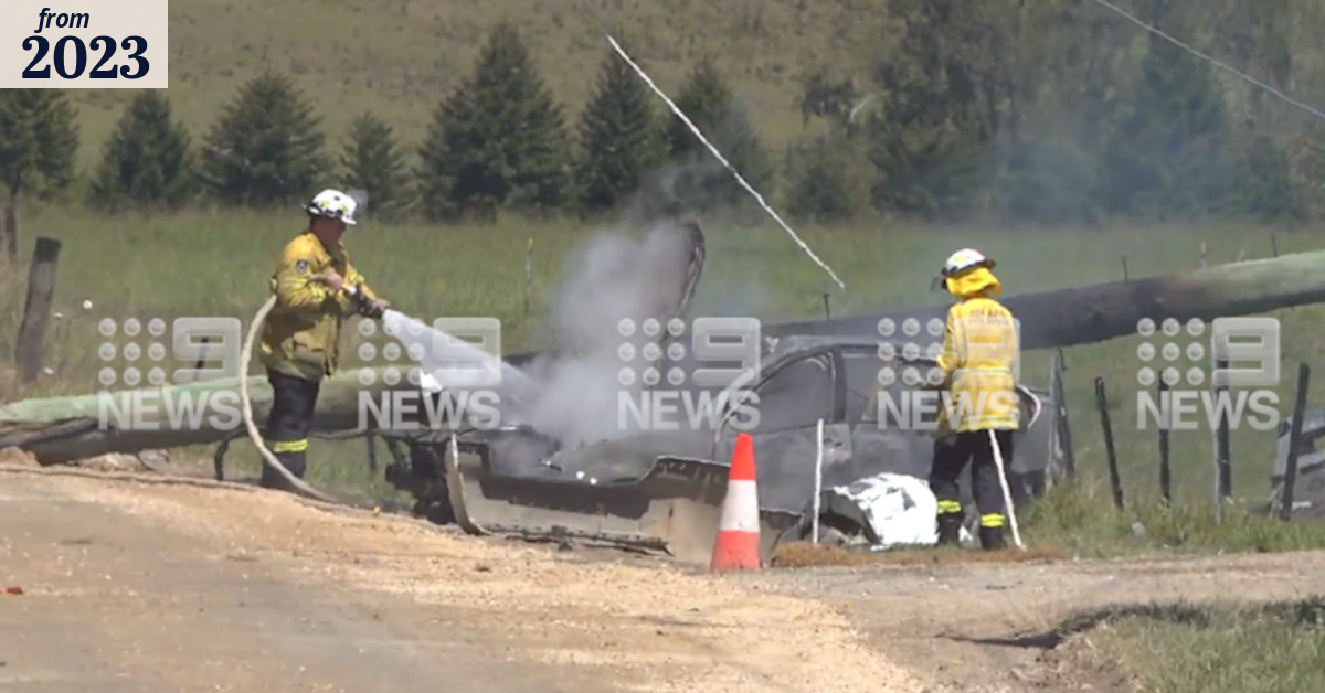 Two people taken to hospital after fiery crash