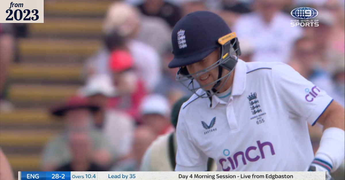 Joe Root tries a RAMP shot on the opening ball!