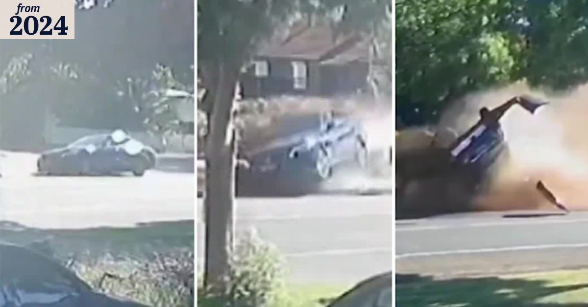 Terrifying moment allegedly drunk driver crashes, flips car with child ...