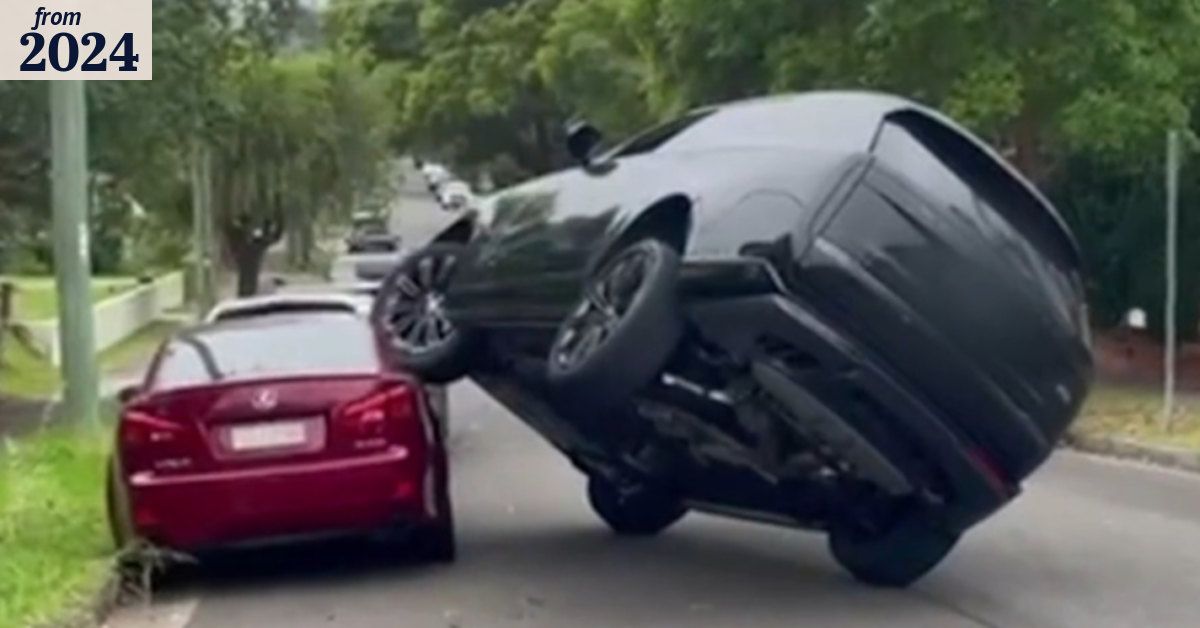 Range Rover wheels-up after crash