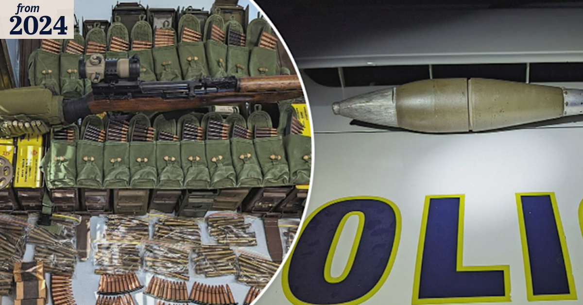 Rifle, crossbow, and inert bomb seized at SA property