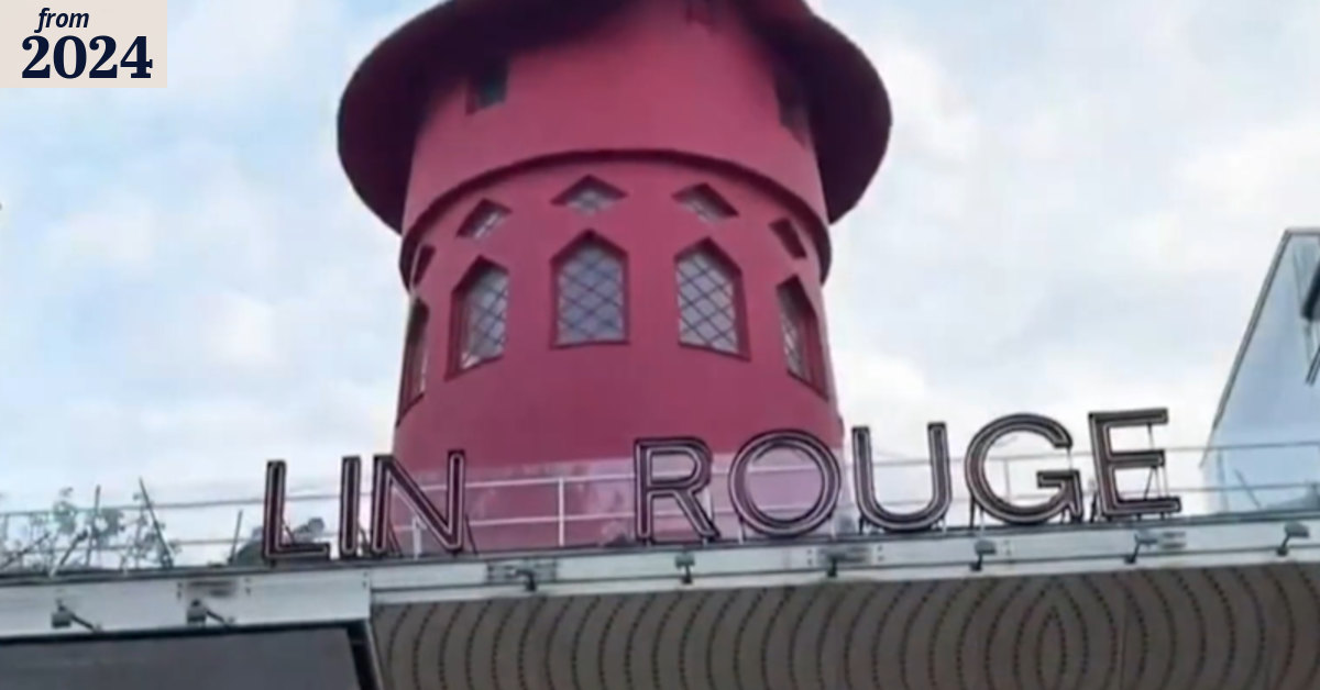 Moulin Rouge windmill falls off