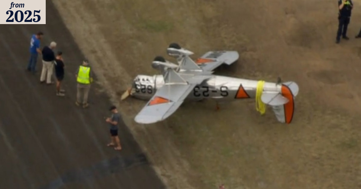 Vintage plane flips after landing, pilot hospitalised