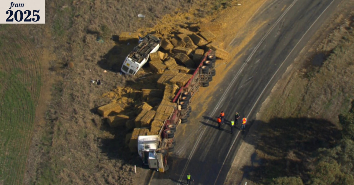 School bus driver airlifted to hospital after collision with hay truck