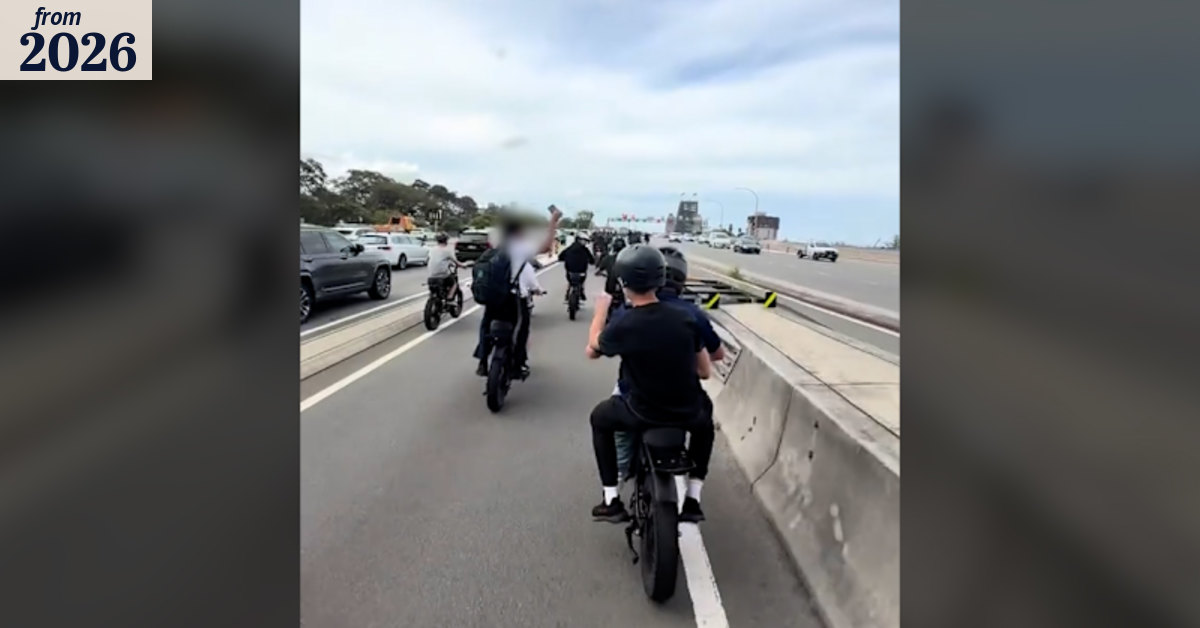 E-bike and motorcycle riders descend on Harbour Bridge