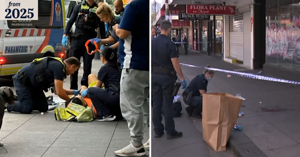Man rushed to hospital after stabbing on busy Melbourne street