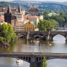 Lovely panoramas: Charles Bridge on Vltava River in Prague.