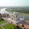 Aerial view of of iconic monument in city Agra (Uttar Pradesh).