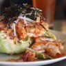 King prawn and iceberg wedge
 salad.