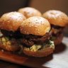 Lamb kofta sliders and crab and prawn sliders.